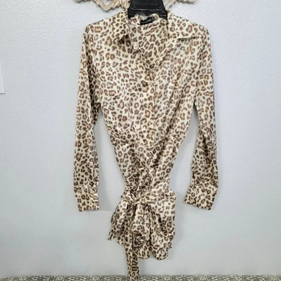 Pretty Little Thing Nude Satin Cheetah Print Dress - Picture 10 of 14